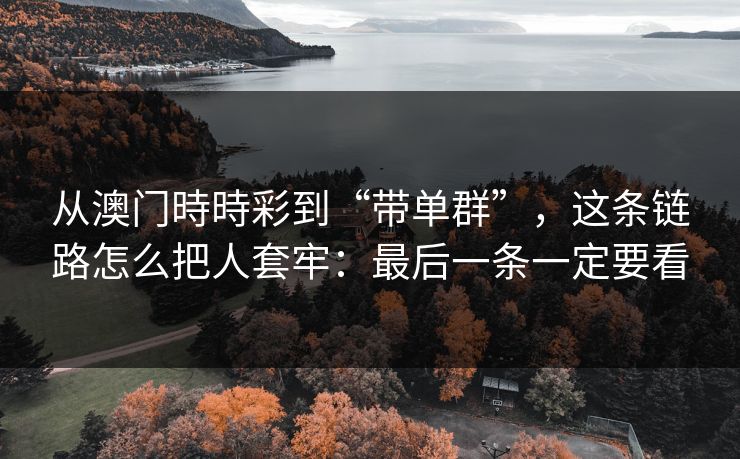 从澳门時時彩到“带单群”，这条链路怎么把人套牢：最后一条一定要看