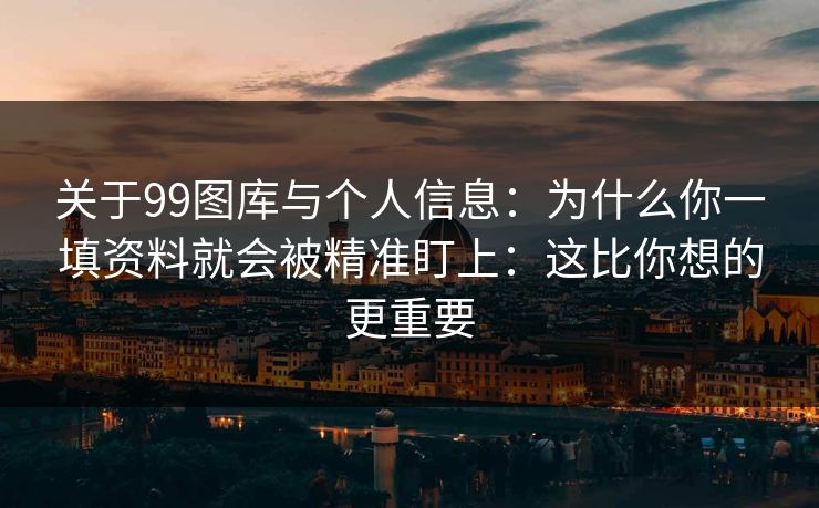 关于99图库与个人信息：为什么你一填资料就会被精准盯上：这比你想的更重要